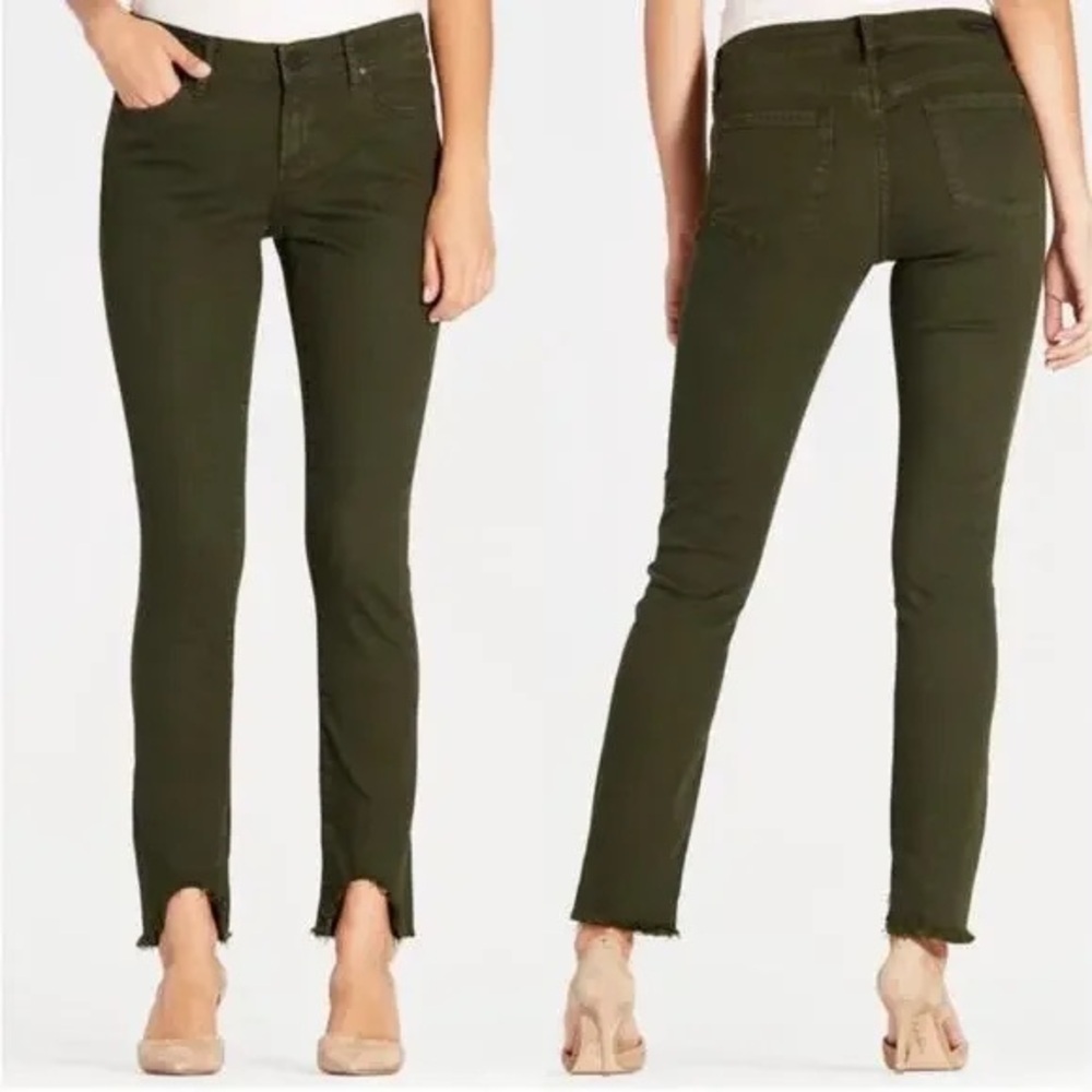Articles Of Society Stephanie Step‎ Raw Hem Green Stretch Jeans 28